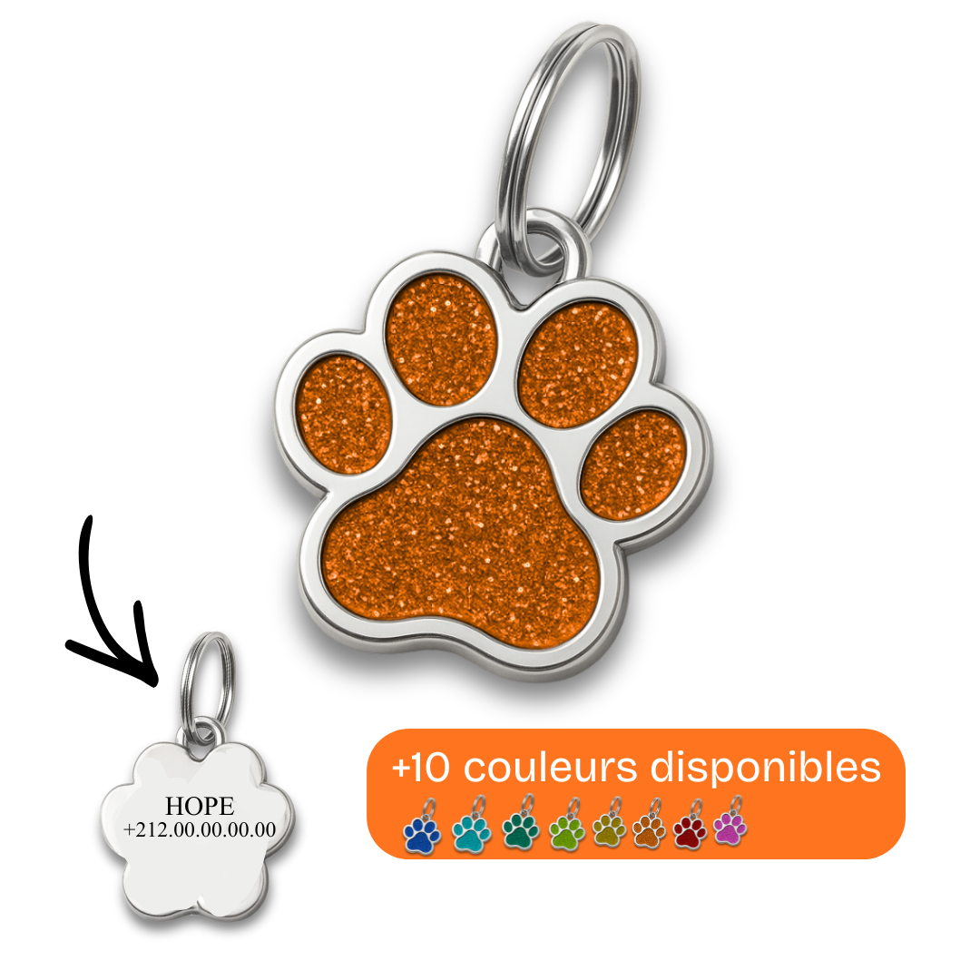 Médaillon Patte Glitter - Gravure offerte